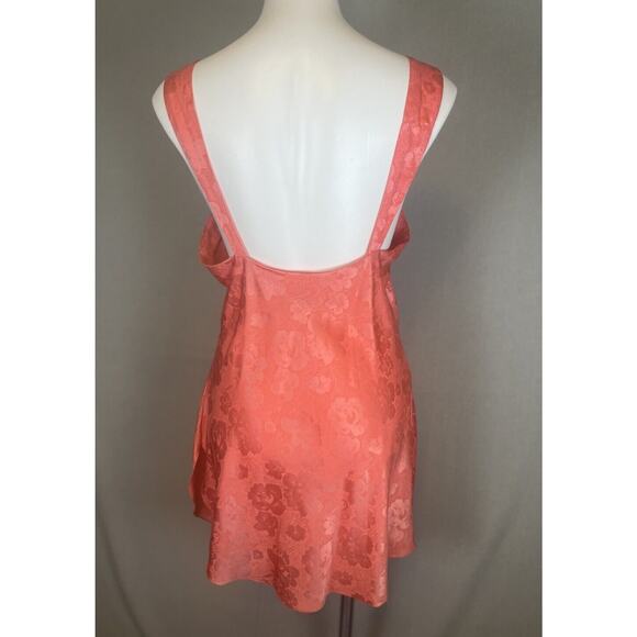 VTG Gold Label VICTORIA'S SECRET Satin Floral Nightie Ruched Medium Salmon Pink - Picture 5 of 11